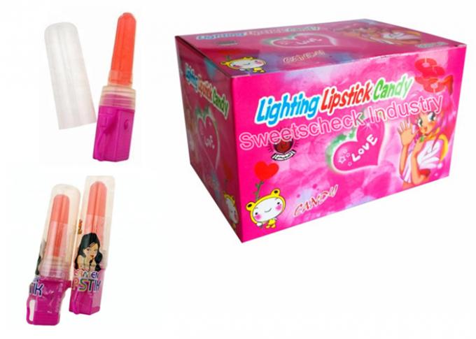 El alto grado LED enciende para arriba el sabor de la fruta de la piruleta de la forma de la barra de labios del caramelo para los niños